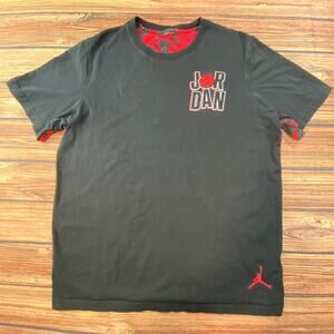 Y2k Nike Air Jordan Shirt Mens XL Black Red Jumpman All Over Print T Shirt